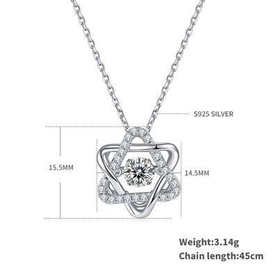 Dancing Hexagram Heart 0.5ct D Color Moissanite Necklace in S925 Silver Platinum Plated

